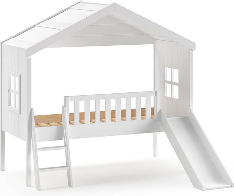 Vipack Huisbed Massief dennenhout wit gelakt gemaakt in Europa stevig gebouwd - Foto 2