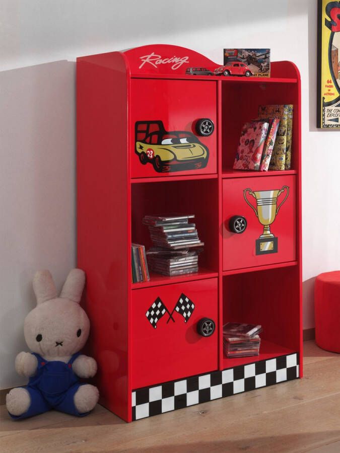 Vipack boekenkast Racer rood 133x60x42 cm Leen Bakker - Foto 1