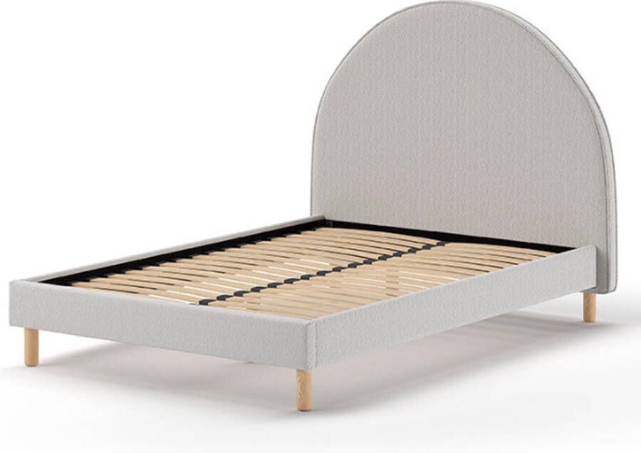 Vipack Gestoffeerd bed Moon 2 breedtes (90 of 140 cm) lattenbodem bouclé stof naar keuze 4 kleuren - Foto 5