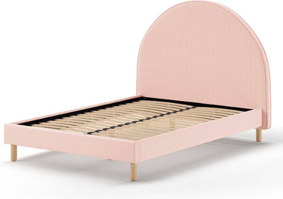 Vipack Gestoffeerd bed Moon 2 breedtes (90 of 140 cm) lattenbodem bouclé stof naar keuze 4 kleuren - Foto 5