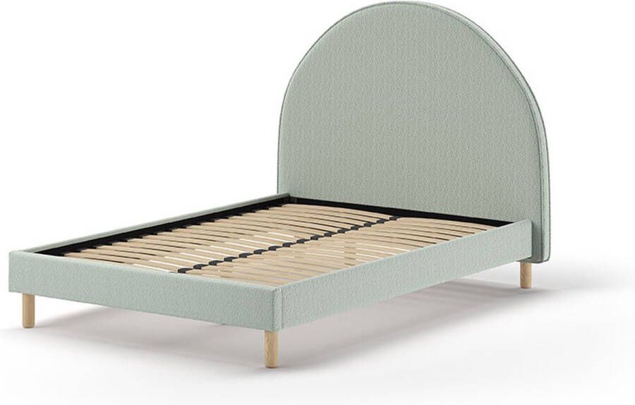 Vipack Slaapkamerserie Gestoffeerd bed Moon Ligoppervlak 140 x 200 cm incl. lattenbodem bekleding van bouclé stof optioneel 4 kleuren - Foto 5