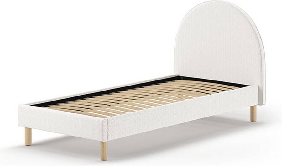 Vipack Slaapkamerserie Gestoffeerd bed Moon Ligoppervlak 90 x 200 cm incl. lattenbodem bekleding van boucléstof optioneel 4 kleuren - Foto 2