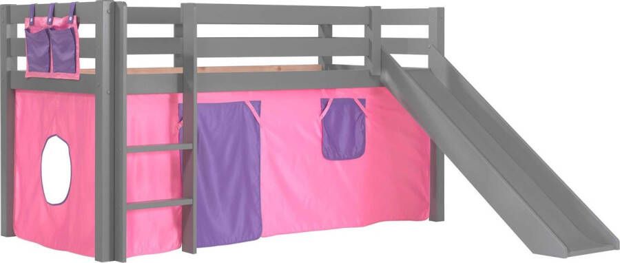 Vipack Halfhoogslaper Astrid grijs met glijbaan 90x200 Grijs - Foto 3