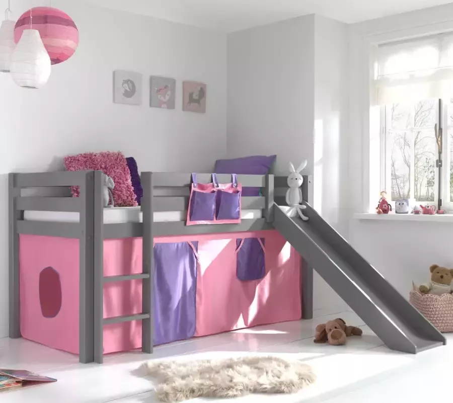 Vipack Halfhoogslaper Astrid grijs met glijbaan 90x200 Grijs - Foto 4