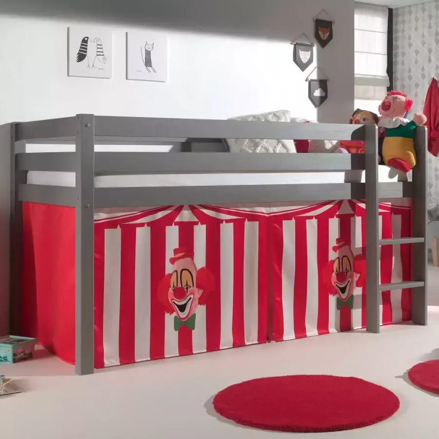 Vipack Halfhoogslaper Charlotte met bedtent Circus 90x200 Grijs - Foto 2