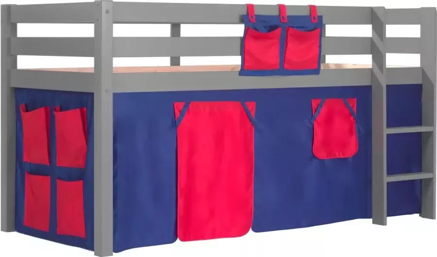 Vipack Halfhoogslaper Charlotte met bedtent Domino 90x200 Grijs