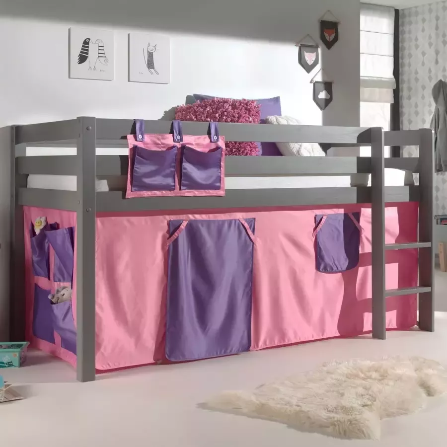 Vipack Halfhoogslaper Charlotte met bedtent Bella 90x200 Grijs