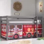 Vipack Halfhoogslaper Charlotte met bedtent Fire Truck grijs - Thumbnail 1