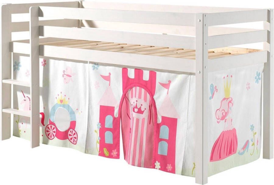 Vipack Hoogslaper PINO Massief hout inclusief textielset naar keuze met glijbaan en bedtunnel - Foto 1