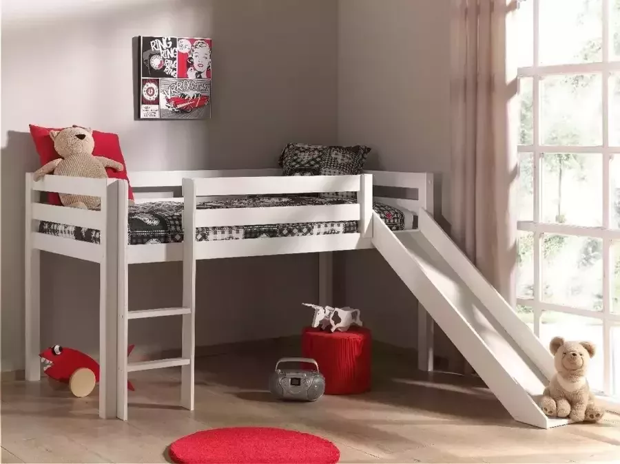 Vipack Halfhoogslaper met glijbaan Astrid 90x200 Wit