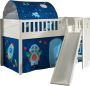 Vipack Halfhoogslaper Scottie 90x200cm Met glijbaan astronauten-speelgordijn en bedtunnel Wit - Thumbnail 1