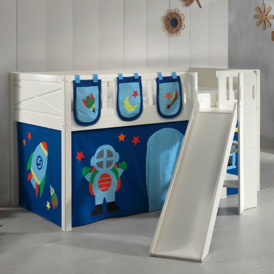 Vipack Halfhoogslaper Scottie Astronaut 2 met glijbaan 90x200 Wit - Foto 2