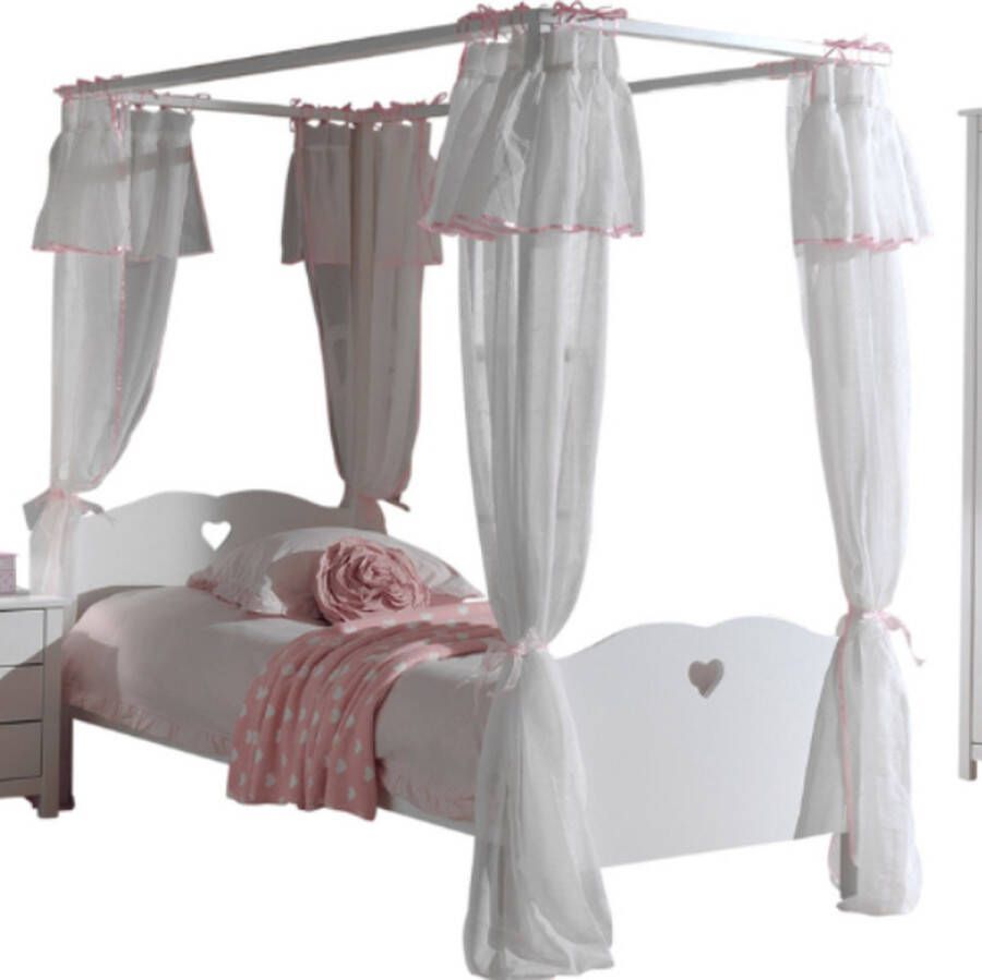Vipack Hemelbed Amori 90x200cm (incl. lattenbodem) met voile- wit