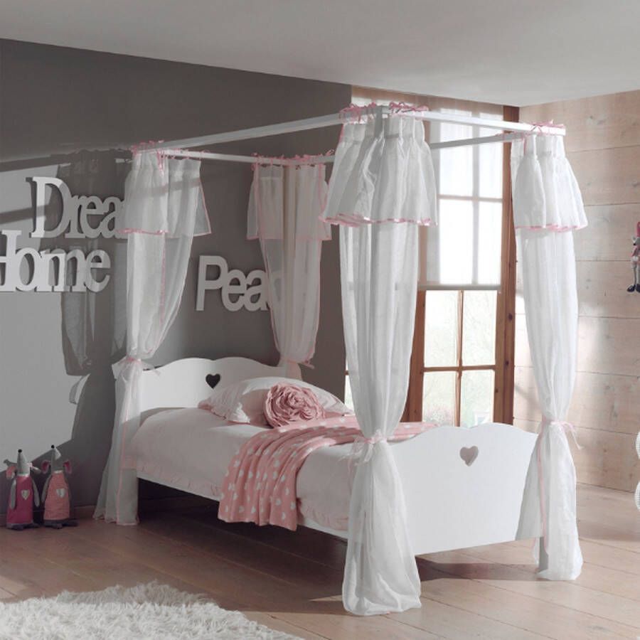 Vipack Hemelbed Amori 90x200cm (incl. lattenbodem) met voile- wit - Foto 2
