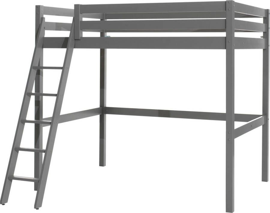 Vipack Hoogslaper Claire 140x200cm met boekenkast en zetelbed grijs