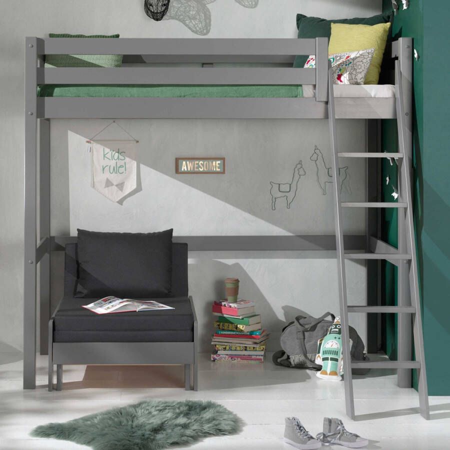 Vipack Hoogslaper met 90x 200 cm ligoppervlak grijs of wit gelakt