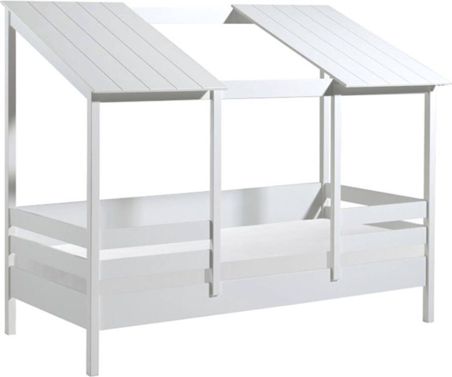Vipack HuisBed inclusief vensterbanken 2 dakpanelen en slaaplade 90 x 200 cm wit
