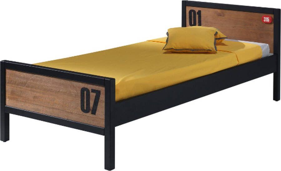 Vipack Bed Alex 90x200cm (incl. lattenbodem) met bedlade- bruin zwart - Foto 3