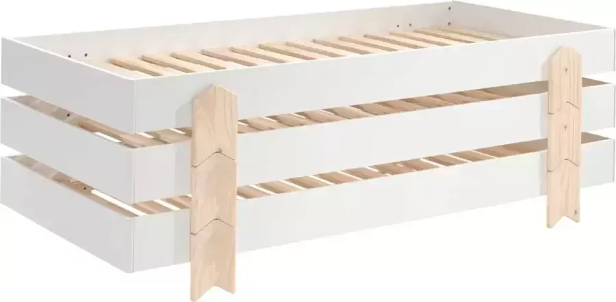 Vipack Kinderbed Modulo arrow stapelbaar set van 3 90x200 Wit