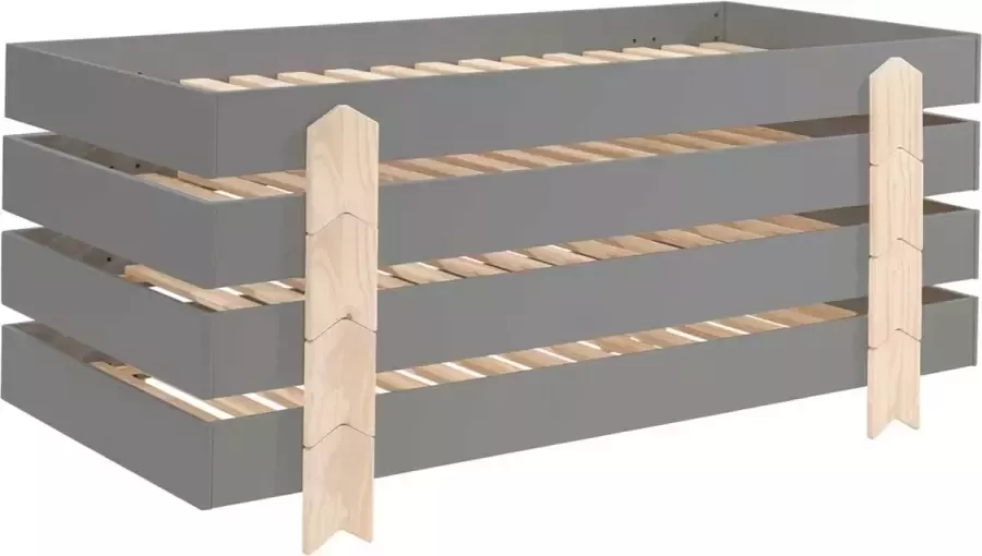 Vipack Kinderbed Modulo arrow stapelbaar set van 4 90x200 Antraciet - Foto 1