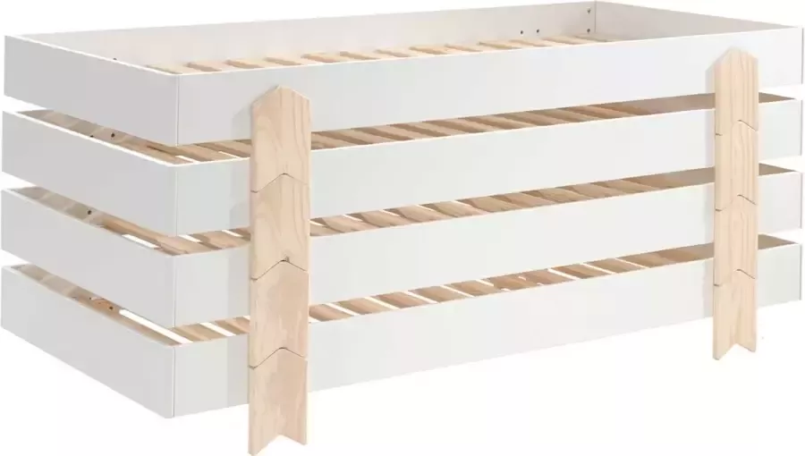 Vipack Kinderbed Modulo arrow stapelbaar set van 4 90x200 Wit - Foto 1