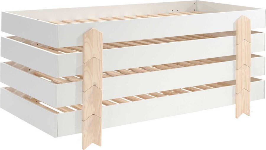 Vipack Kinderbed Modulo arrow stapelbaar set van 4 90x200 Wit