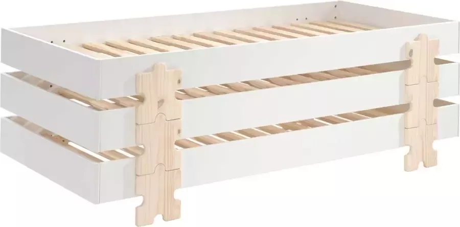 Vipack Kinderbed Modulo Puzzle stapelbaar set van 3 90x200 Wit