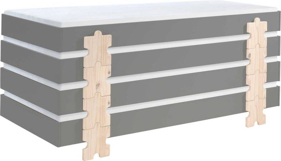 Vipack Kinderbed Modulo Puzzle stapelbaar set van 4 90x200 Antraciet - Foto 3
