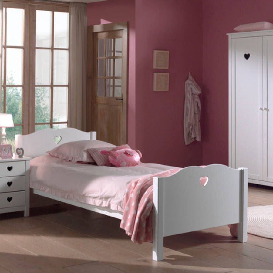 Vipack Kinderkamer Amori met nachtkast en 2-deurs kast 90 x 200 cm wit
