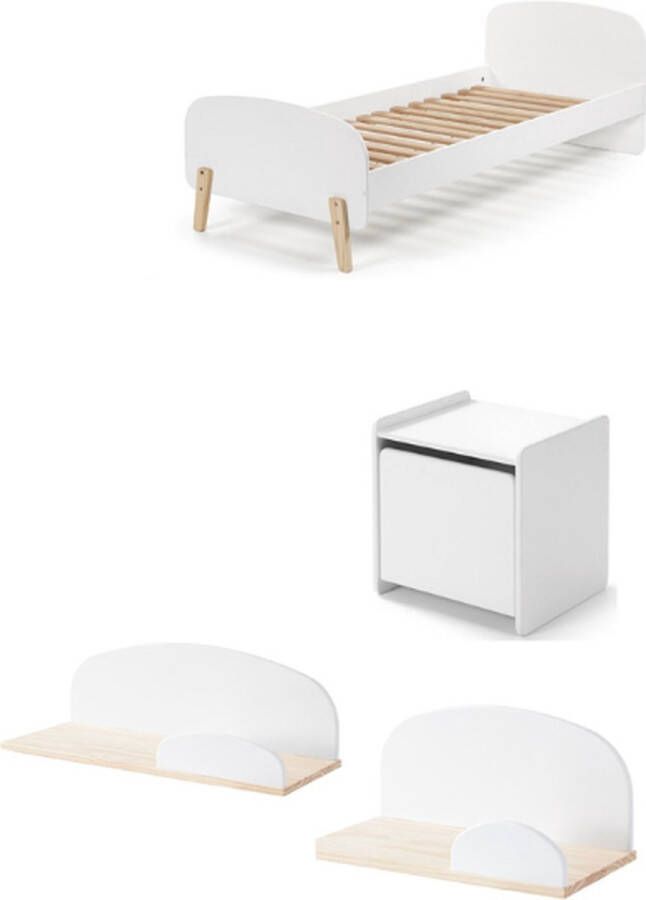 Vipack Deze KIDDY combinatie bestaat uit een bed (90x200) nachtkastje en 2 wandplanken (45 en 65 cm) - Foto 4