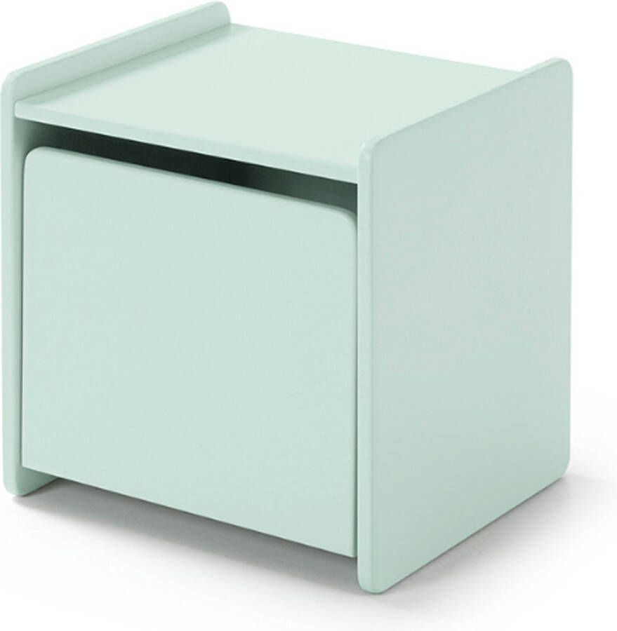 Vipack Deze KIDDY combinatie in mintgroen bestaat uit een bed (90x200) nachtkastje 2 wandplanken (45 en 65 cm) en een speelgoedkist