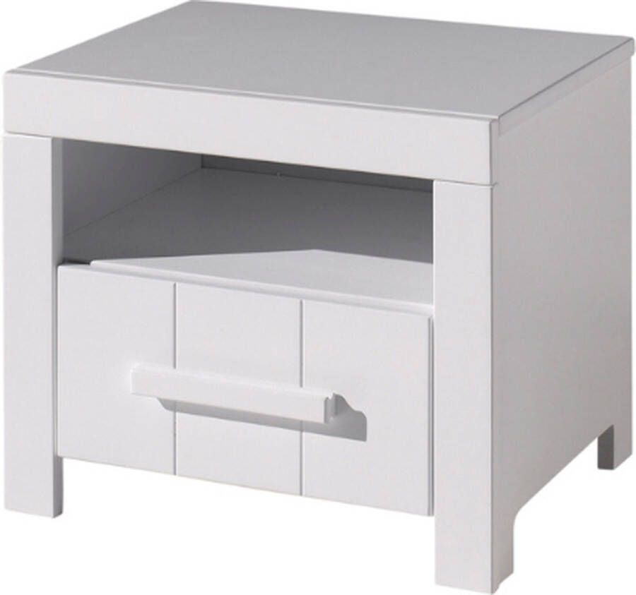 Vipack Deze ERIK combinatie in wit bestaat uit een bed (90x200) met bijhorende lattenbodem nachtkastje 2-deurs kleerkast en bureau