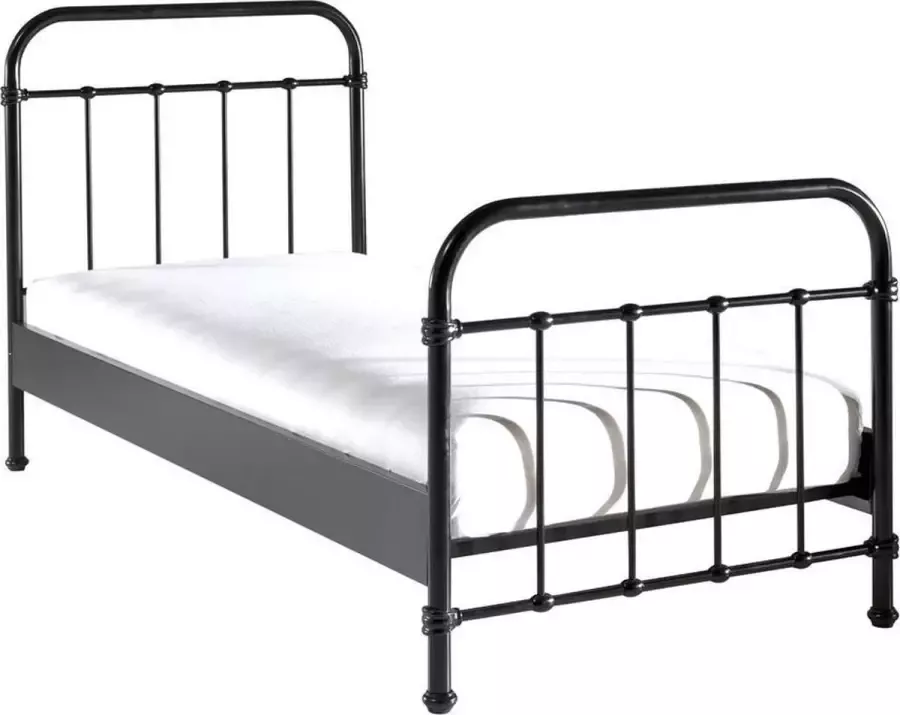 Vipack New York Kinderbed Metalen Bedframe met Lattenbodem 90x200 cm Zwart - Foto 2