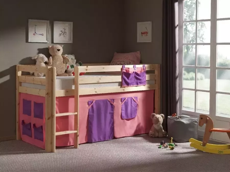 Vipack Pino Halfhoogslaper Grenen Met Speelgordijn Bella