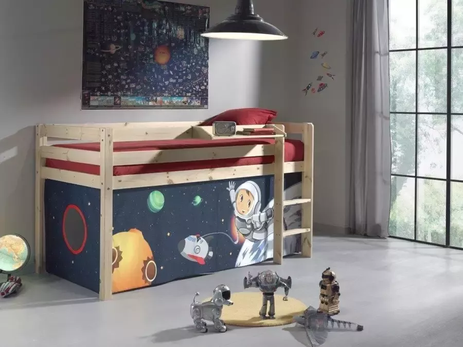 Vipack Pino Halfhoogslaper Grenen Met Speelgordijn Space - Foto 2