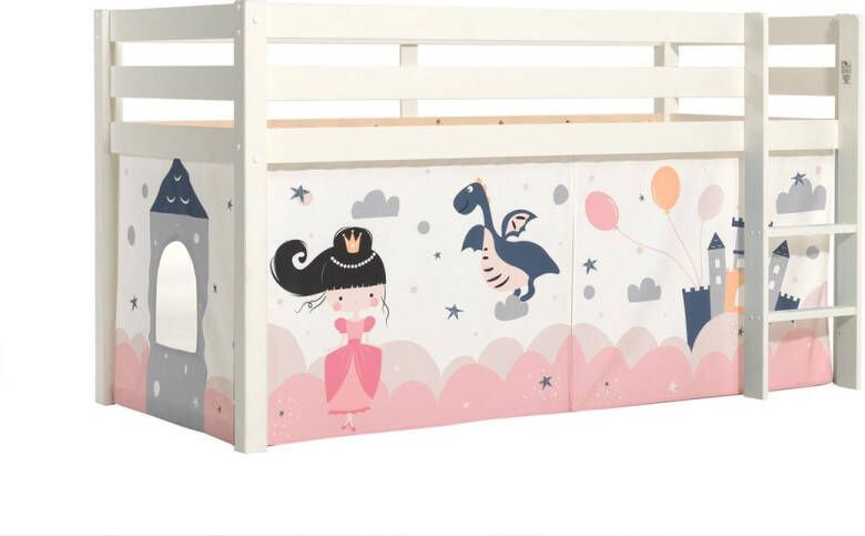 Vipack Speelbed Pino massief dennenhout met lattenbodem en textielset gemaakt in Europa - Foto 3