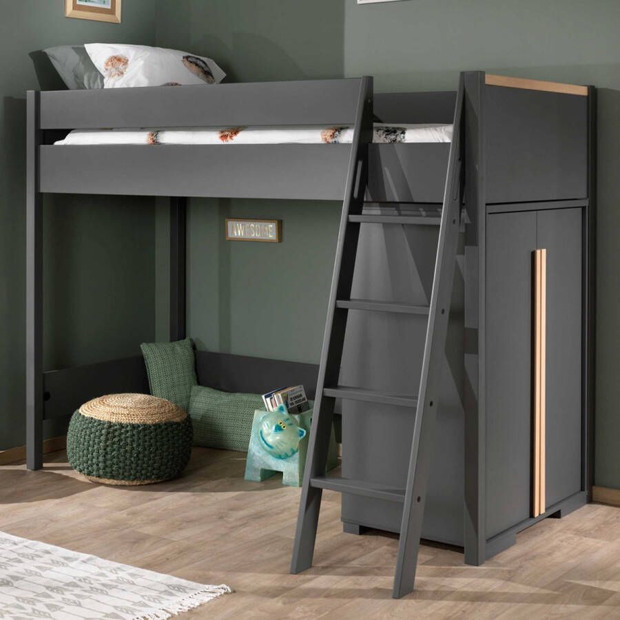 Vipack slaper London met kast 90x200 Antraciet