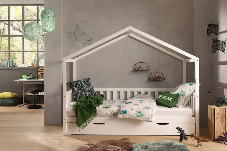 Vipack Sofabed Dallas als huis met slaaplade Kinderbed 90 x 200 cm Wit