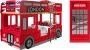 Vipack Stapelbed London bus 90x200 cm met LED-verlichting+ 2-deurs kleerkast-rood - Thumbnail 2