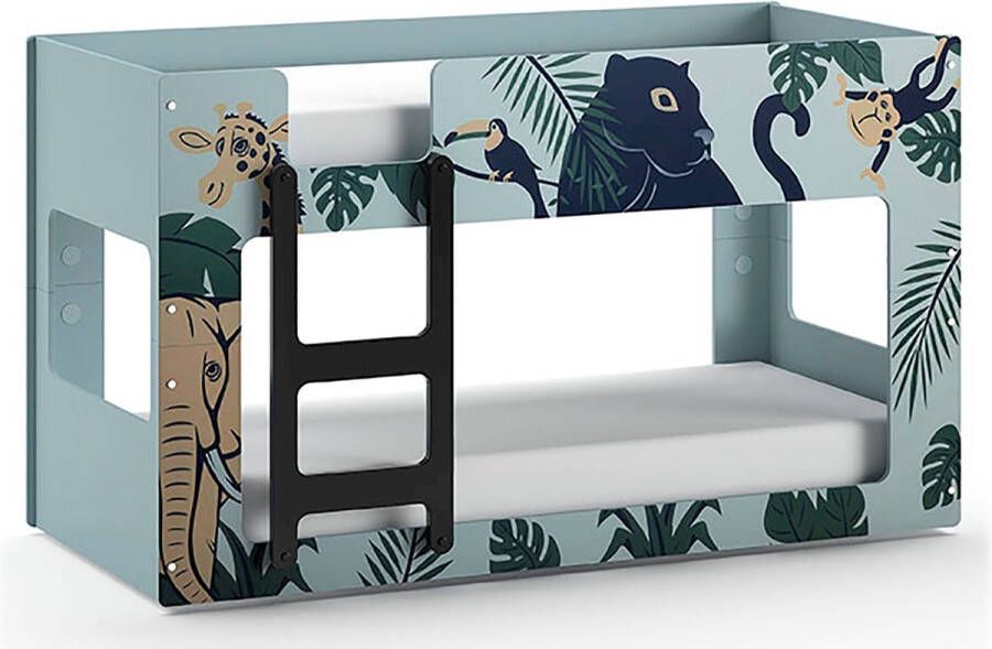 Vipack Stapelbed Luca laag in jungle thema 90x200 Blauw - Foto 2