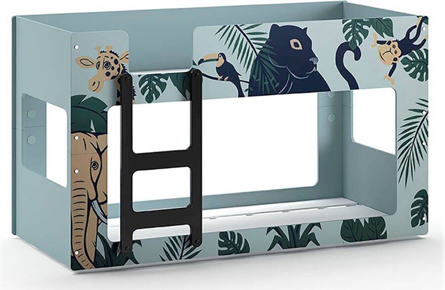 Vipack Stapelbed Luca laag in jungle thema 90x200 Blauw
