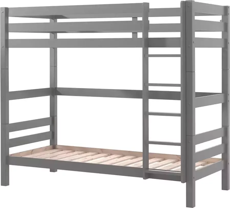 Vipack Stapelbed Pino hoog 90 x 200 cm grijs