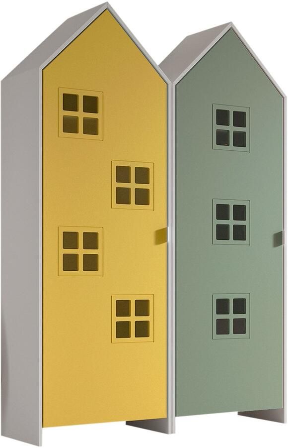 Vipack 2-delige kledingkast Casami Bruges 115x37x172 cm Geel groen