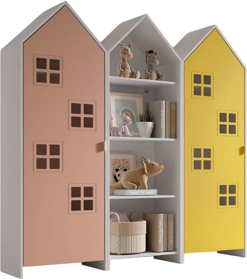 Vipack 3-delige kledingkast Casami Bruges 173x37x172 cm Roze geel