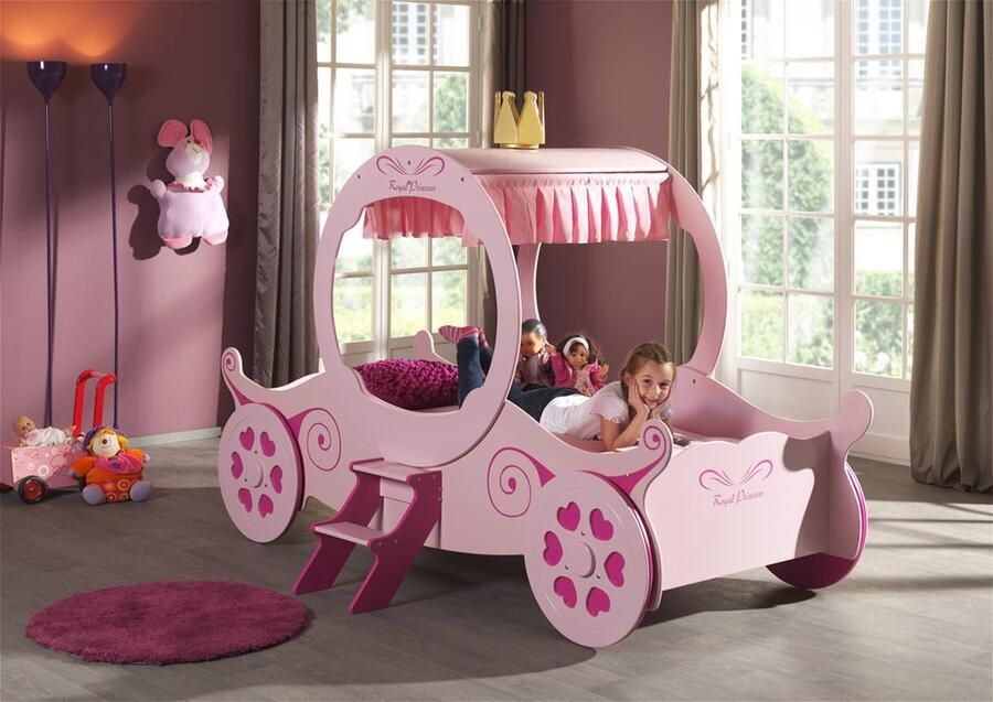 Vipack Baby Nora Prinsessen Koets Kinderbed Inclusief Matras En Lattenbodem Roze Bed Matras 1 Persoons Meisjesbed