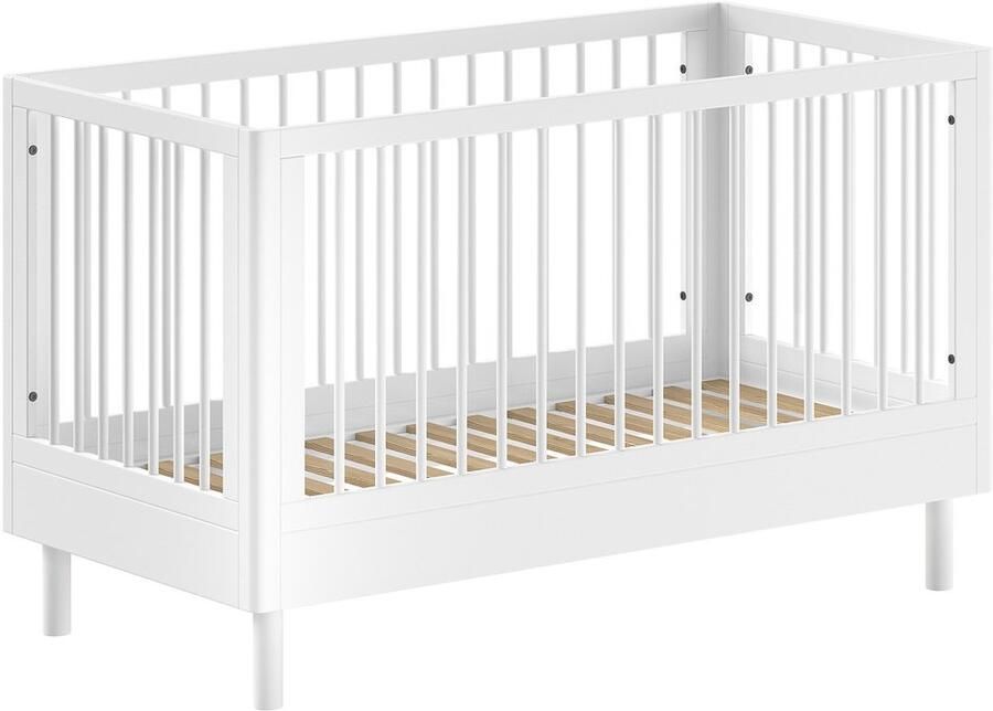 Vipack EMOB Babybed Forrest 70 x 140cm verstelbaar wit beukenhout Babykamer Wit Hout Babykamer Eenpersoons Normaal bed Op voorraad