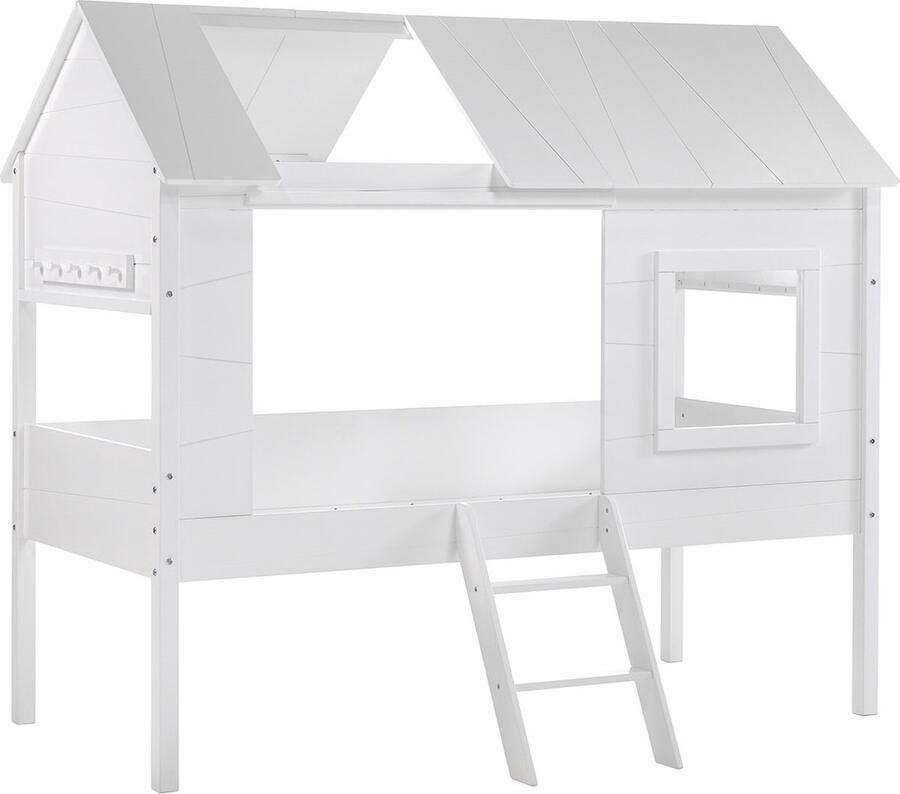 Vipack Bed als boomhut Charlotte met set gordijnen 90 x 200 cm wit
