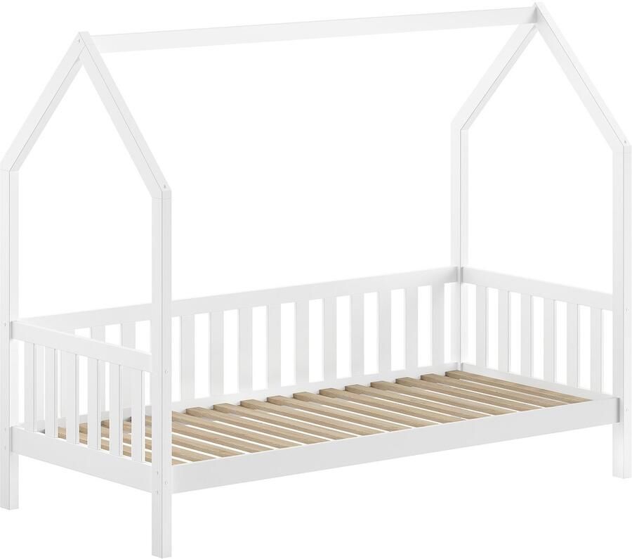Vipack Bed Cabane met hekje 90 x 200 cm wit