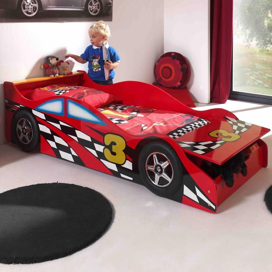 Vipack Autoledikant Racer inclusief opbergruimte aan de voorkant met lattenbodem MDF gelakt - Foto 3