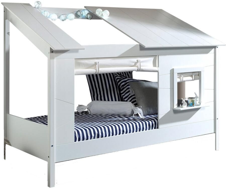 Vipack Deze Housebed-combinatie bevat een huisbed 26 dak en een gordijn hb902614